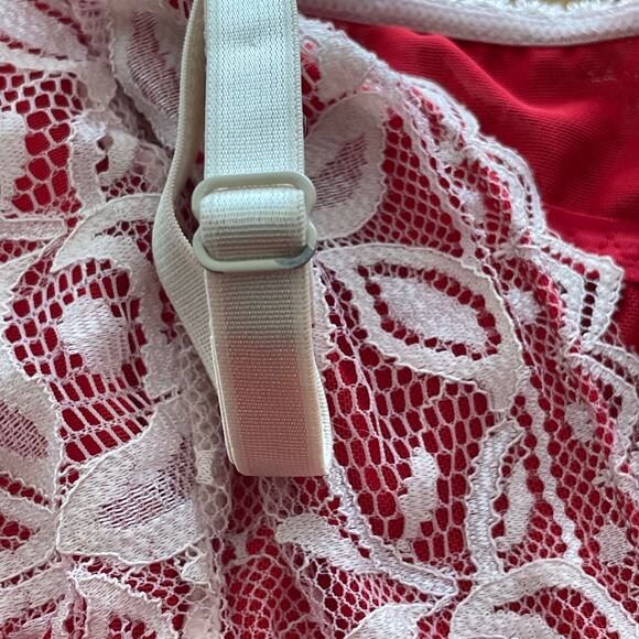 Tart Noir Feminine Sheer Babydoll Lingerie Red Sz L Pink Dainty Bow Adjustable - Picture 7 of 8